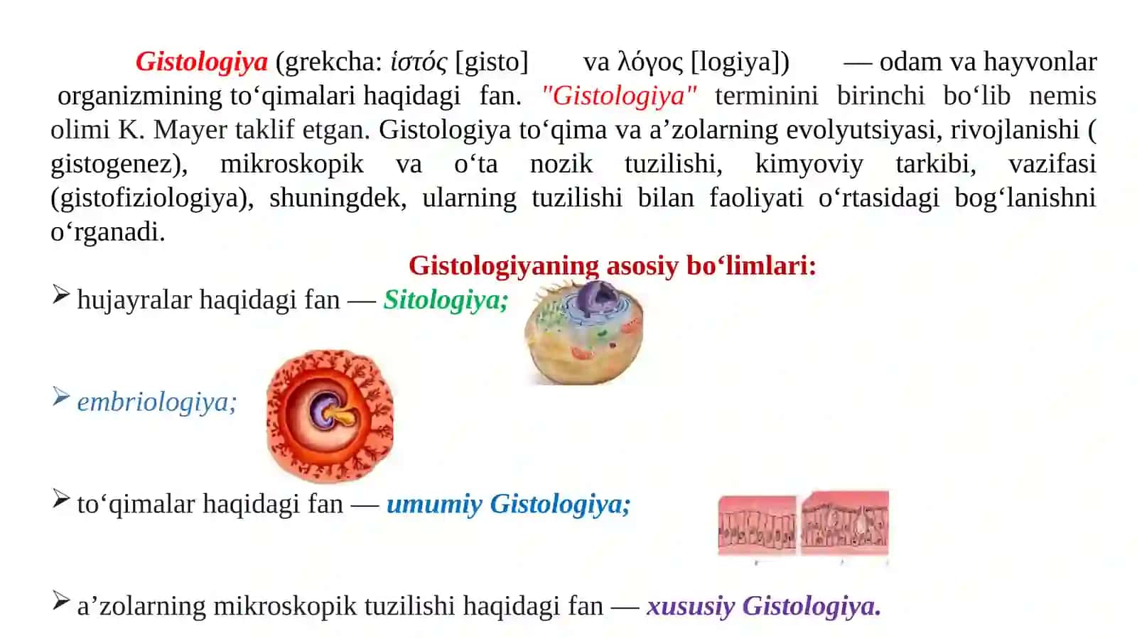 SITOLOGIYA, GISTALOGIYA VA EMBRIOLOIYA FANIGA 4