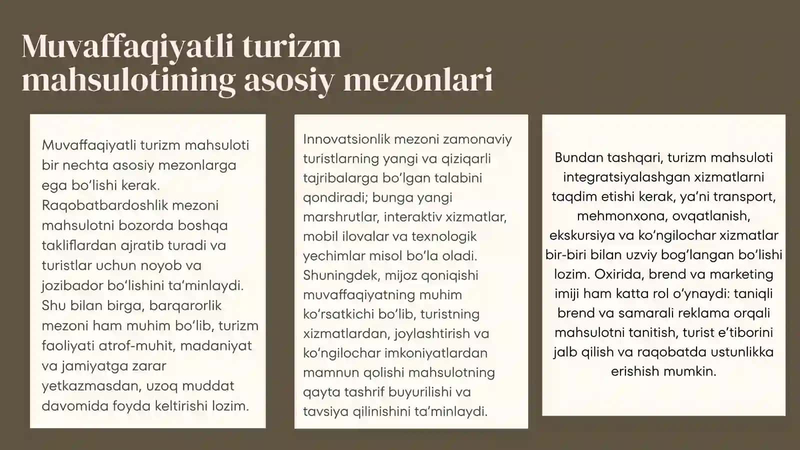 TURIZM MAHSULOTI TUSHUNCHASI VA UNING IQTISODIY MOHIYATI 4