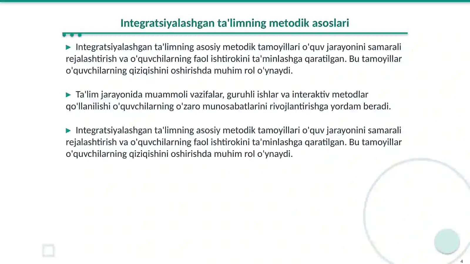 Boshlangʻich sinf matematika darslarida integratsiyalashgan taʼlim 4