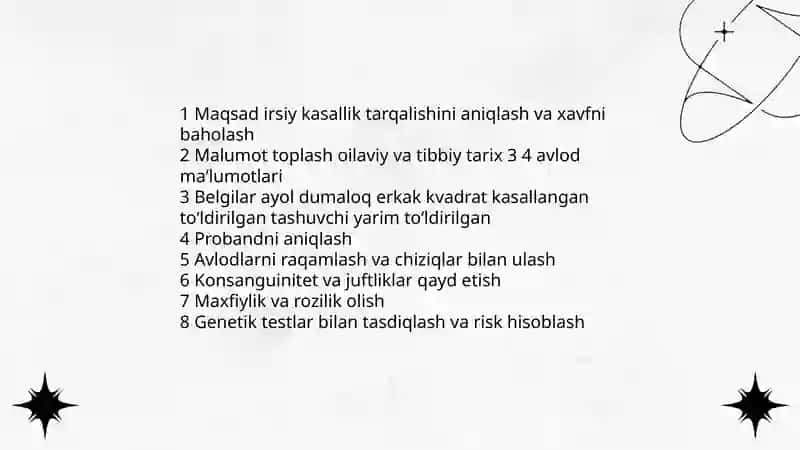 Geneologik usulning irsiy kasalliklarni aniqlashda qoʻllanilishi 4