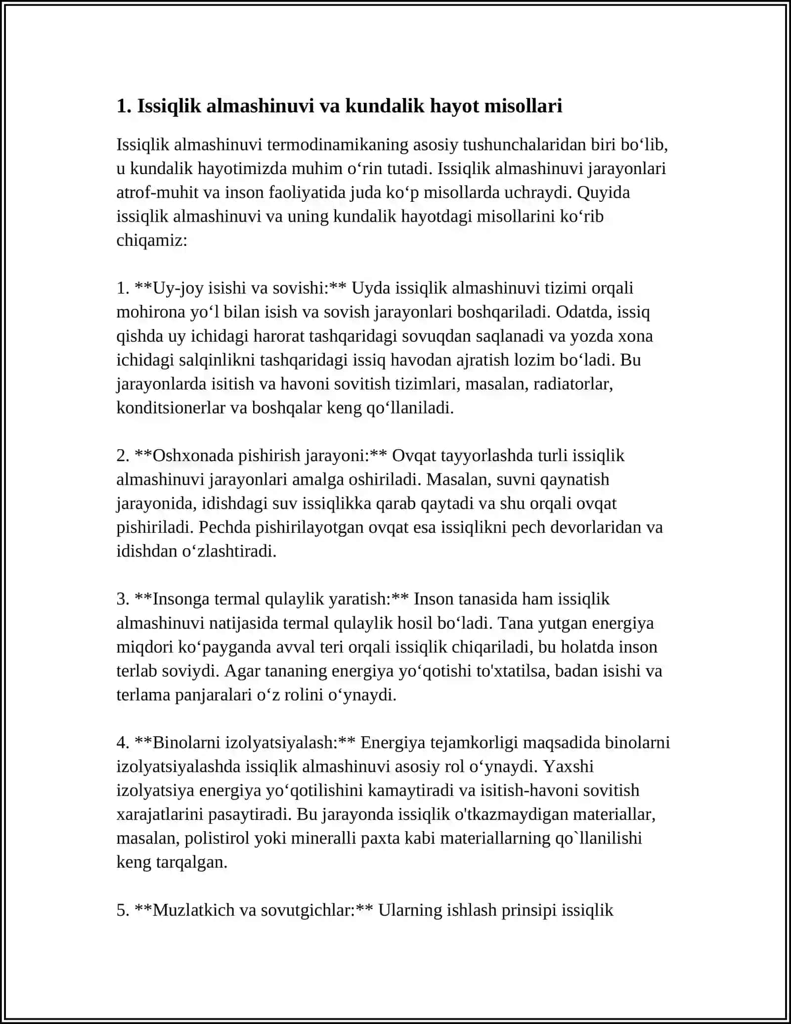TERMODINAMIKANING INSON HAYOTIDAGI O'RNI 4