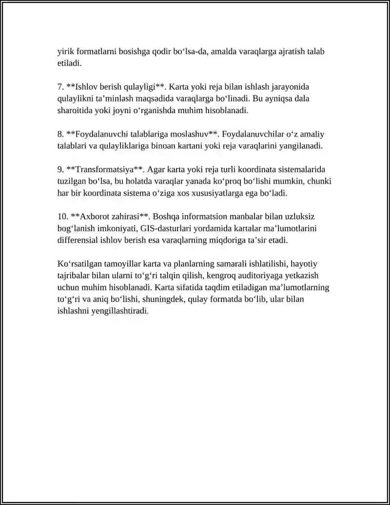 TOPOGRAFIK KARTA VA PLANLARNING VARAQLARGA BO‘LINISHI VA NOMENKLATURASI 4