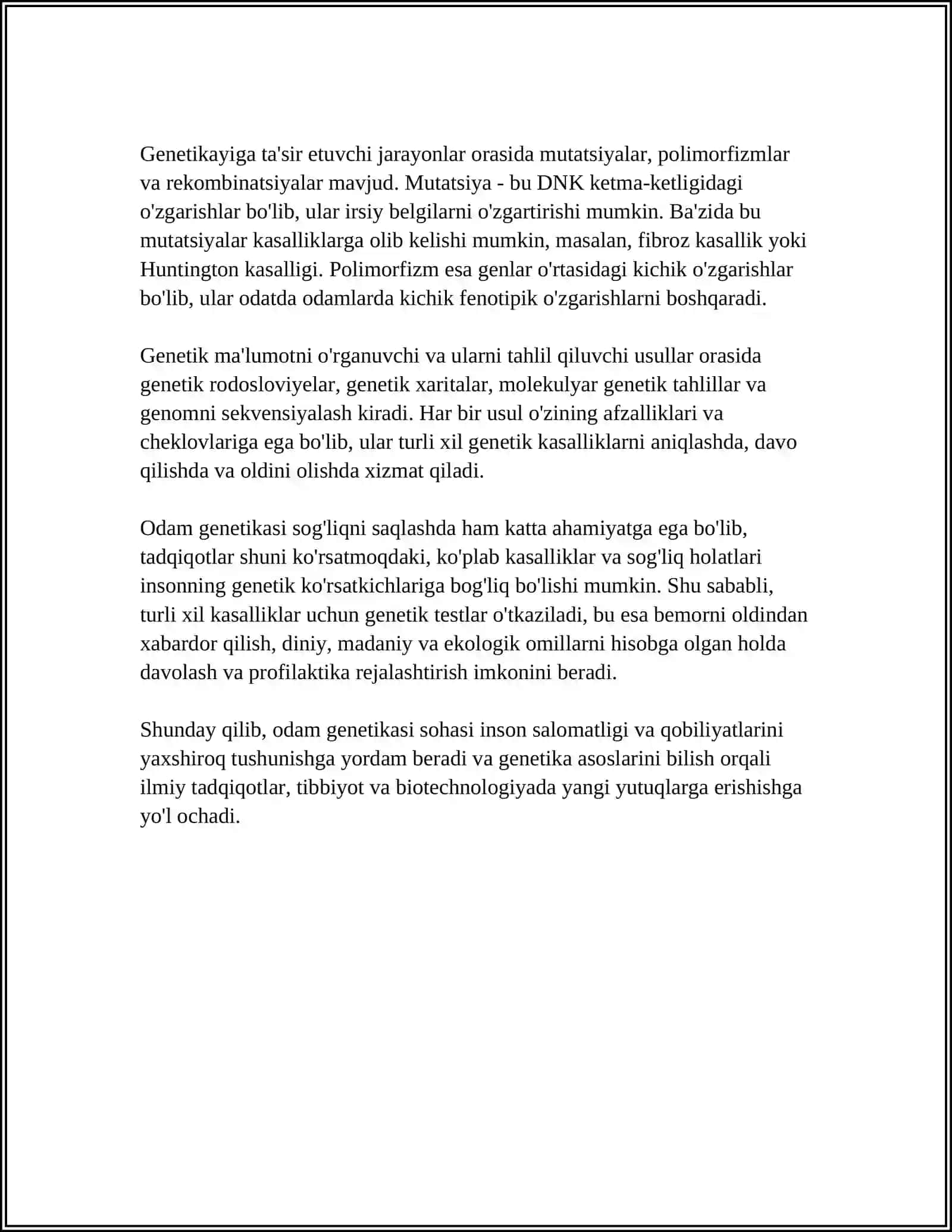 ODAM GENETIKASI OʻRGANISH USULLARI GENEALOGIK POPULYASION STATISTIKA VA EGIZAKLAR USULI 4