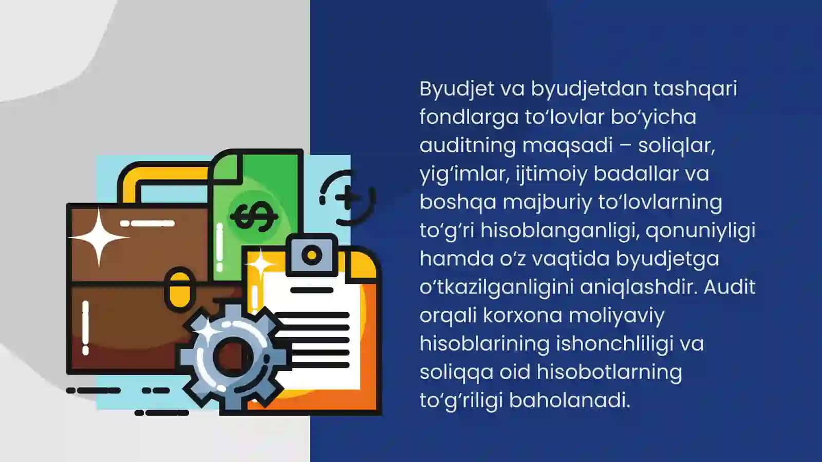 BYUDJET VA BYUDJETDAN TASHQARI FONDLARGA TO'LOVLAR BO'YICHA MAJBURIYATLAR AUDITI 4
