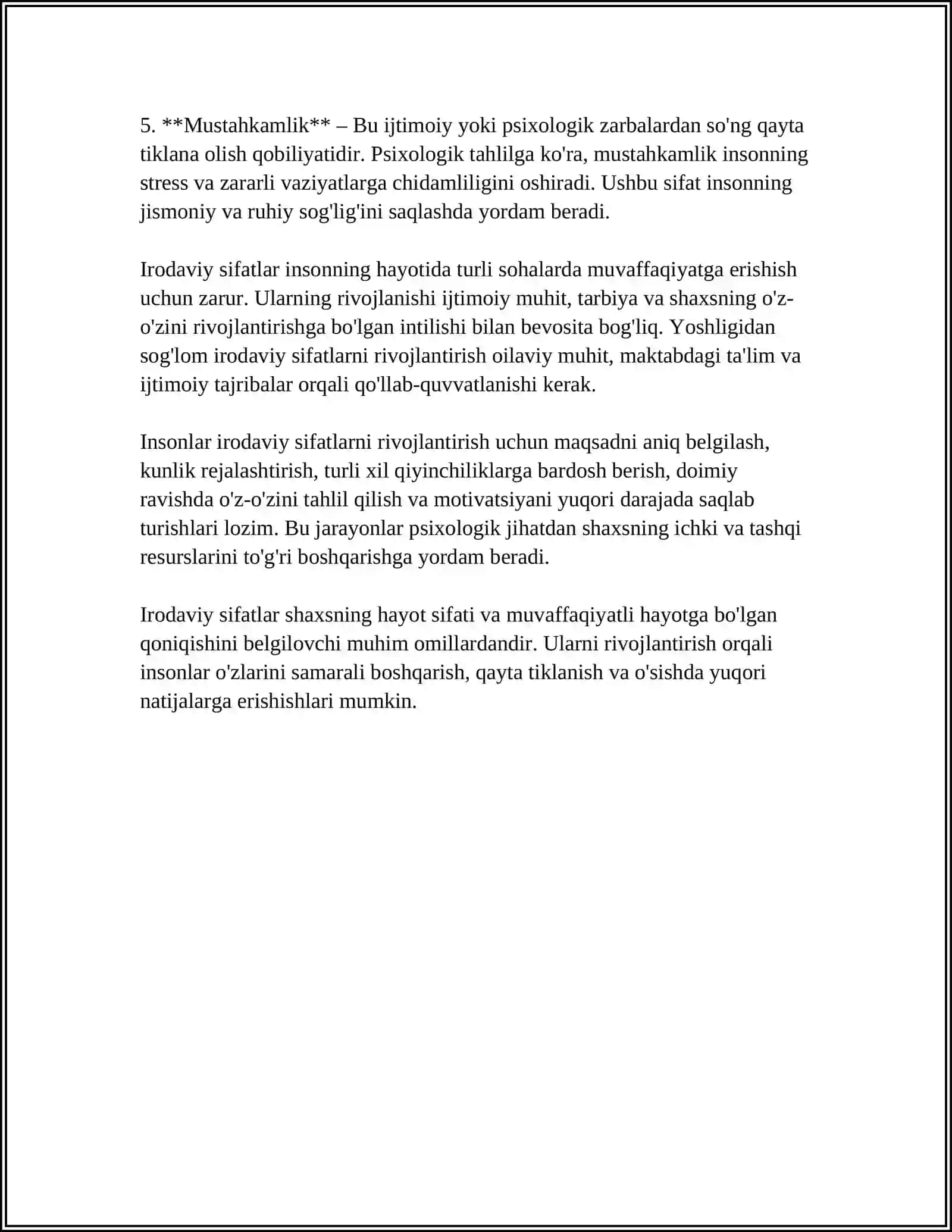 OʻQUVCHILARNI IRODAVIY SOHASINI OʻRGANUVCHI PSIXOLOGIK METODIKA 4