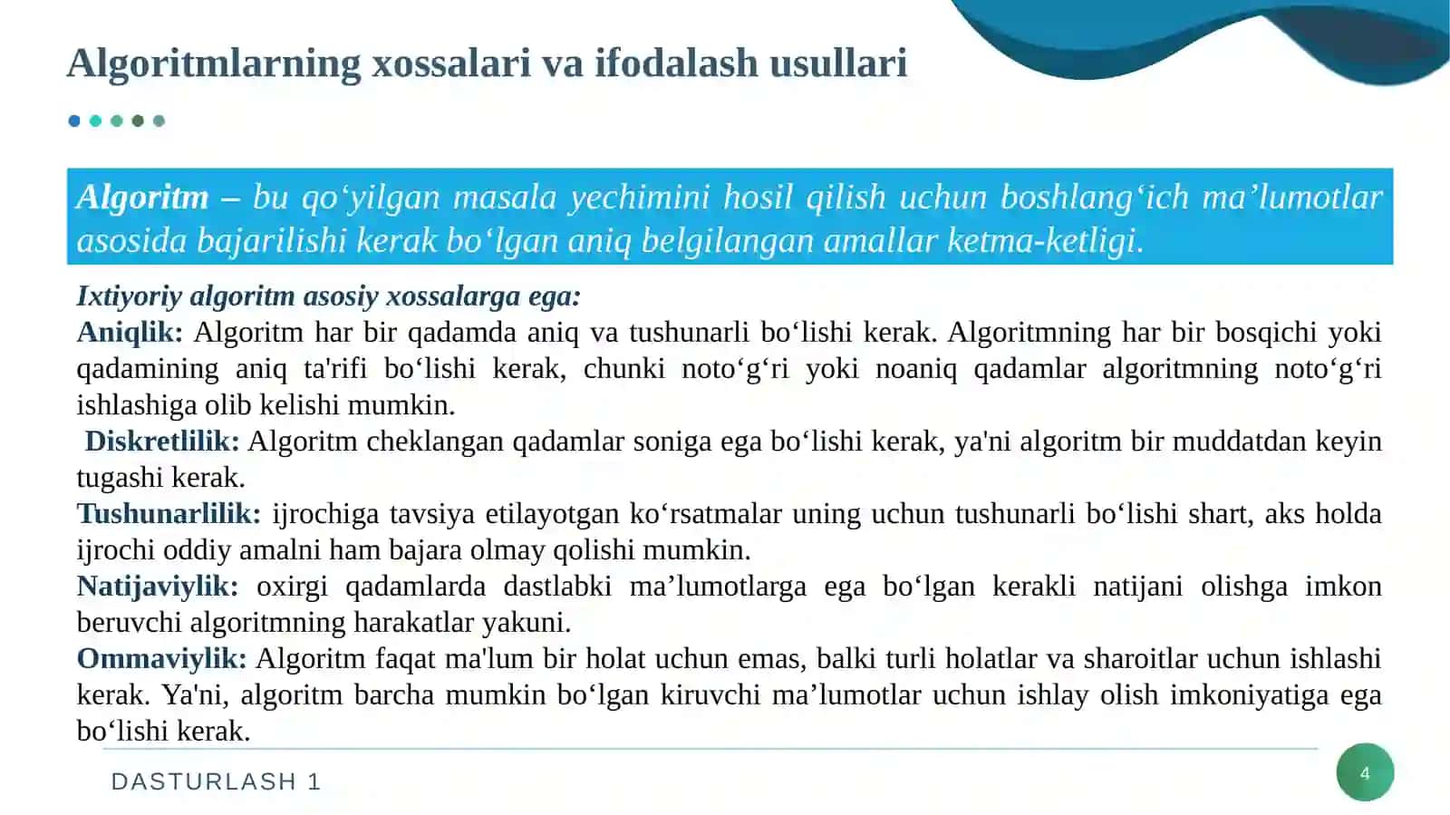 DASTURLASHNING ASOSIY TUSHUNCHALARI 4