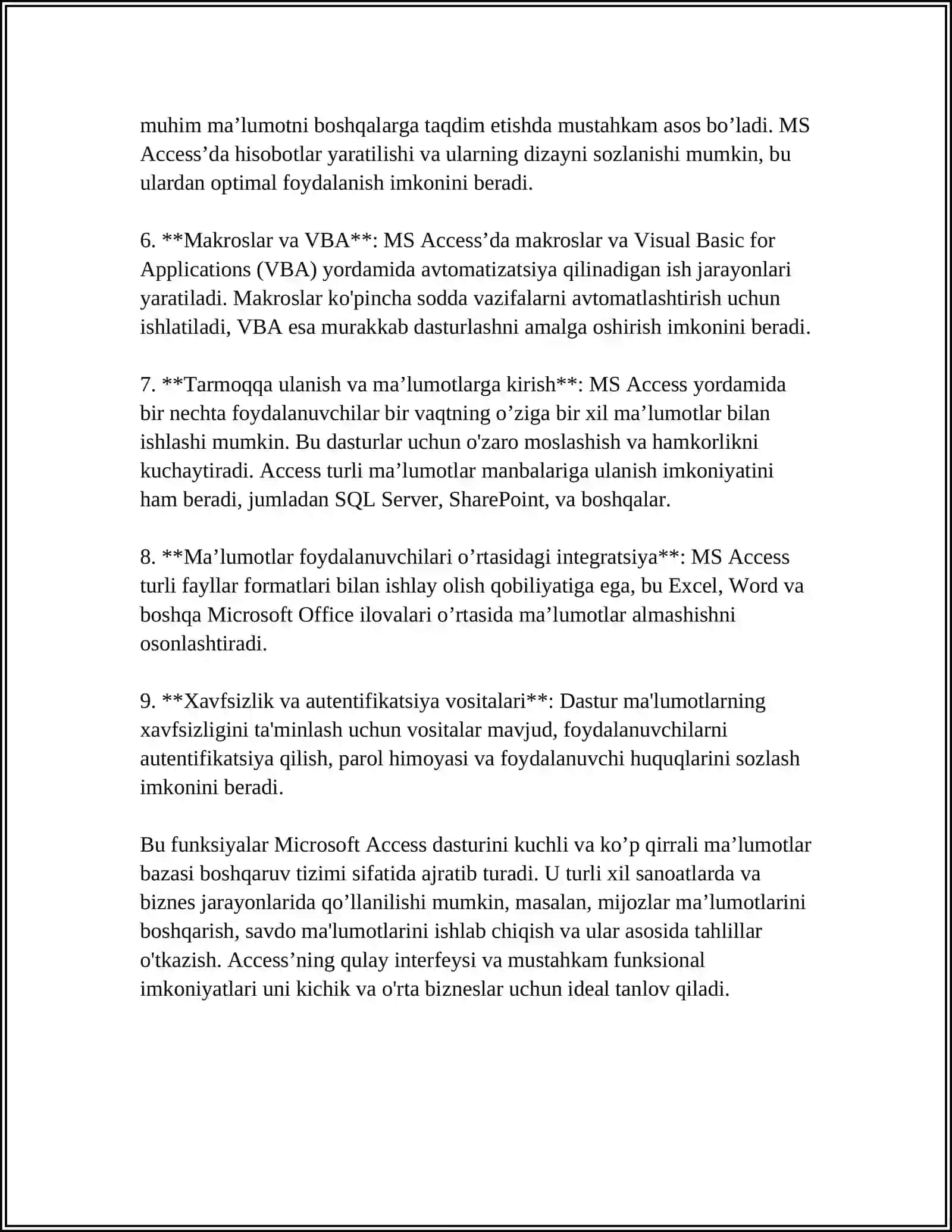 MS ACCESS DASTURIDA MA'LUMOTLAR OMBORI BILAN ISHLASH 4