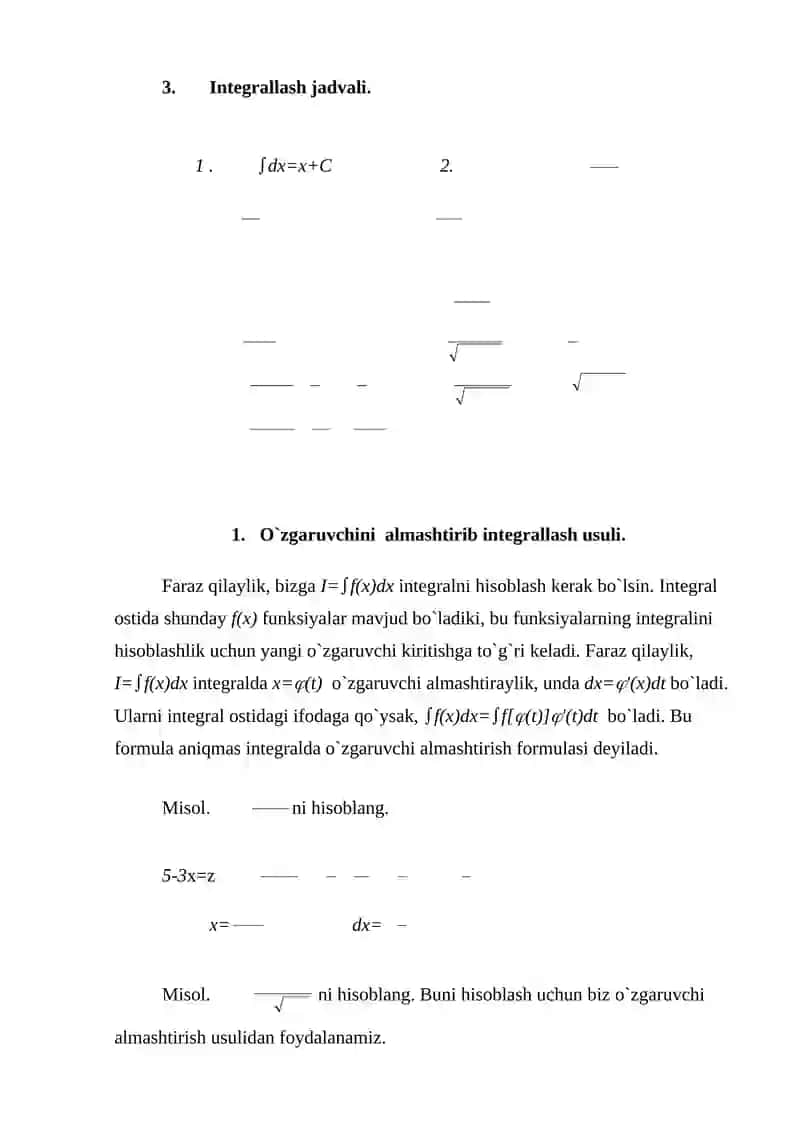 Boshlang`ich funksiya va aniqmas integral 4
