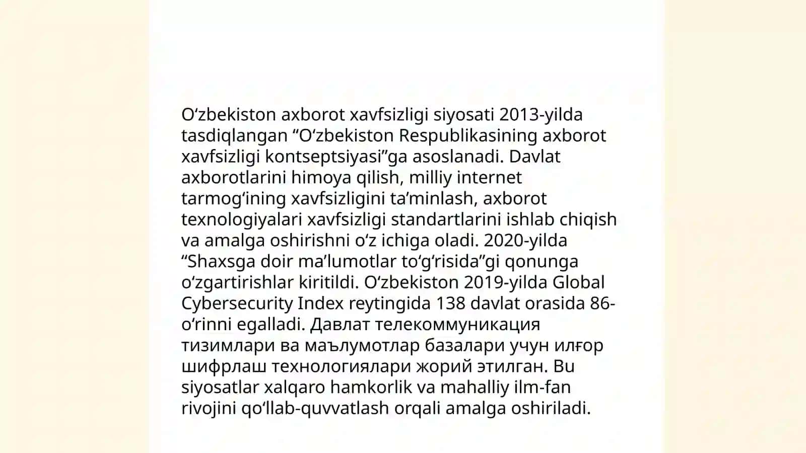 Ozbekistonda axborot xavfsizligining manaviy huquqiy asoslari 4