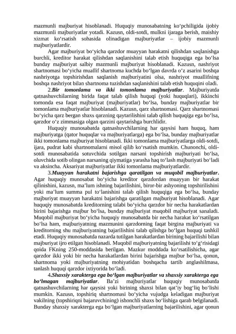 Majburiyat va majburiyat huquqi tushunchasi 4