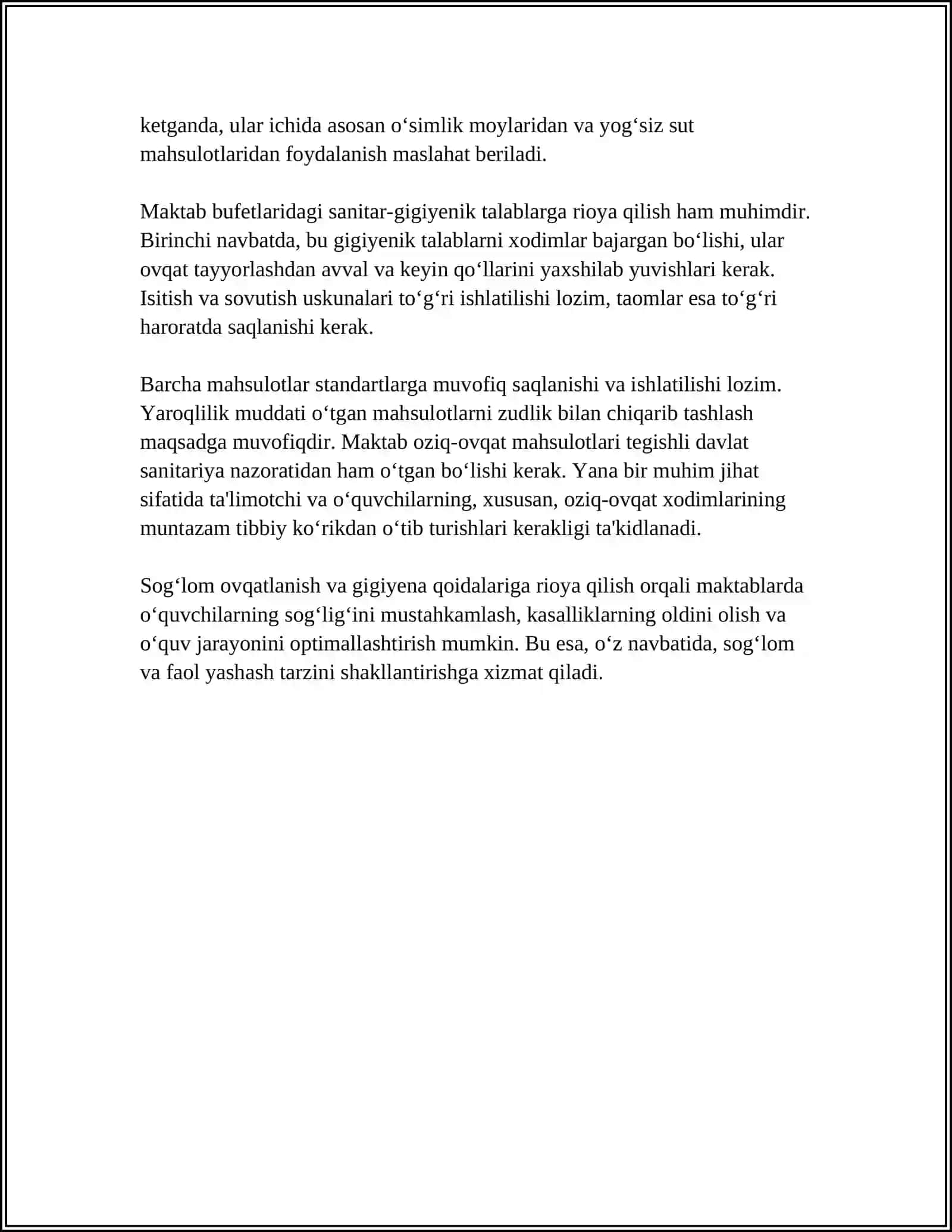 MAKTAB VA MAKTAB-INTERNATLARDA SOG‘LOM TURMUSH TARZINI TARG‘IB QILISH VA GIGIYENIK TALABLAR 4