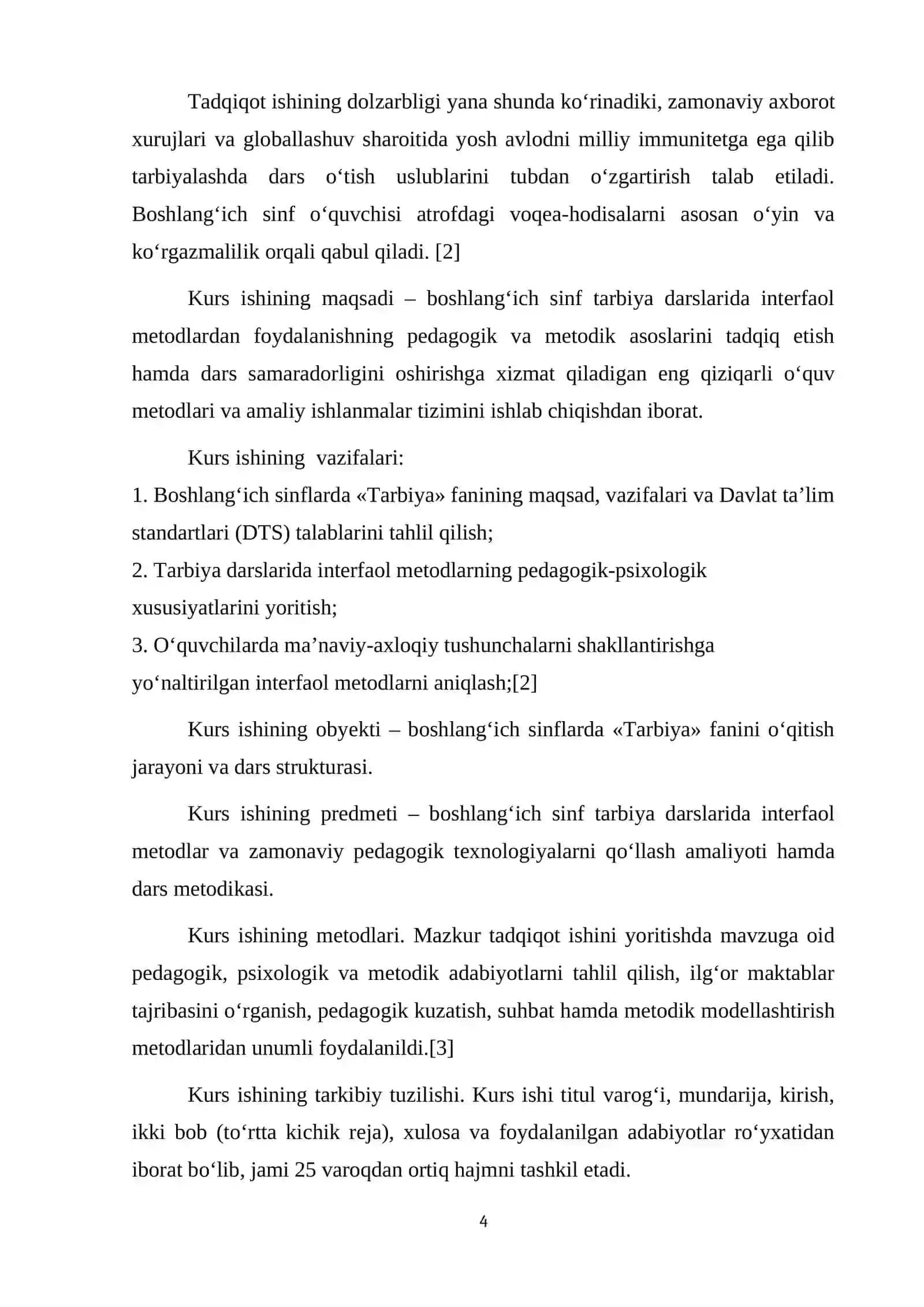 BOSHLANG‘ICH SINF TARBIYA DARSLARIDA INTERFAOL METODLARDAN FOYDALANISH METODIKASI 4