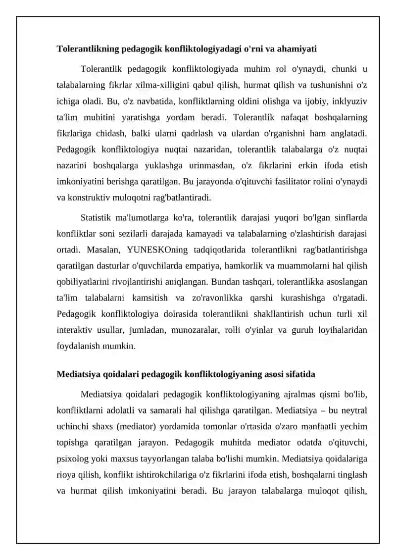 Pedagogik konfiktologiyada tolerantlik tushunchasi va mediasiya qoidalari 4