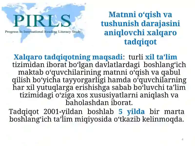 TA’LIM SIFATINI BAHOLASH XALQARO TADQIQOT DASTURLARI 4