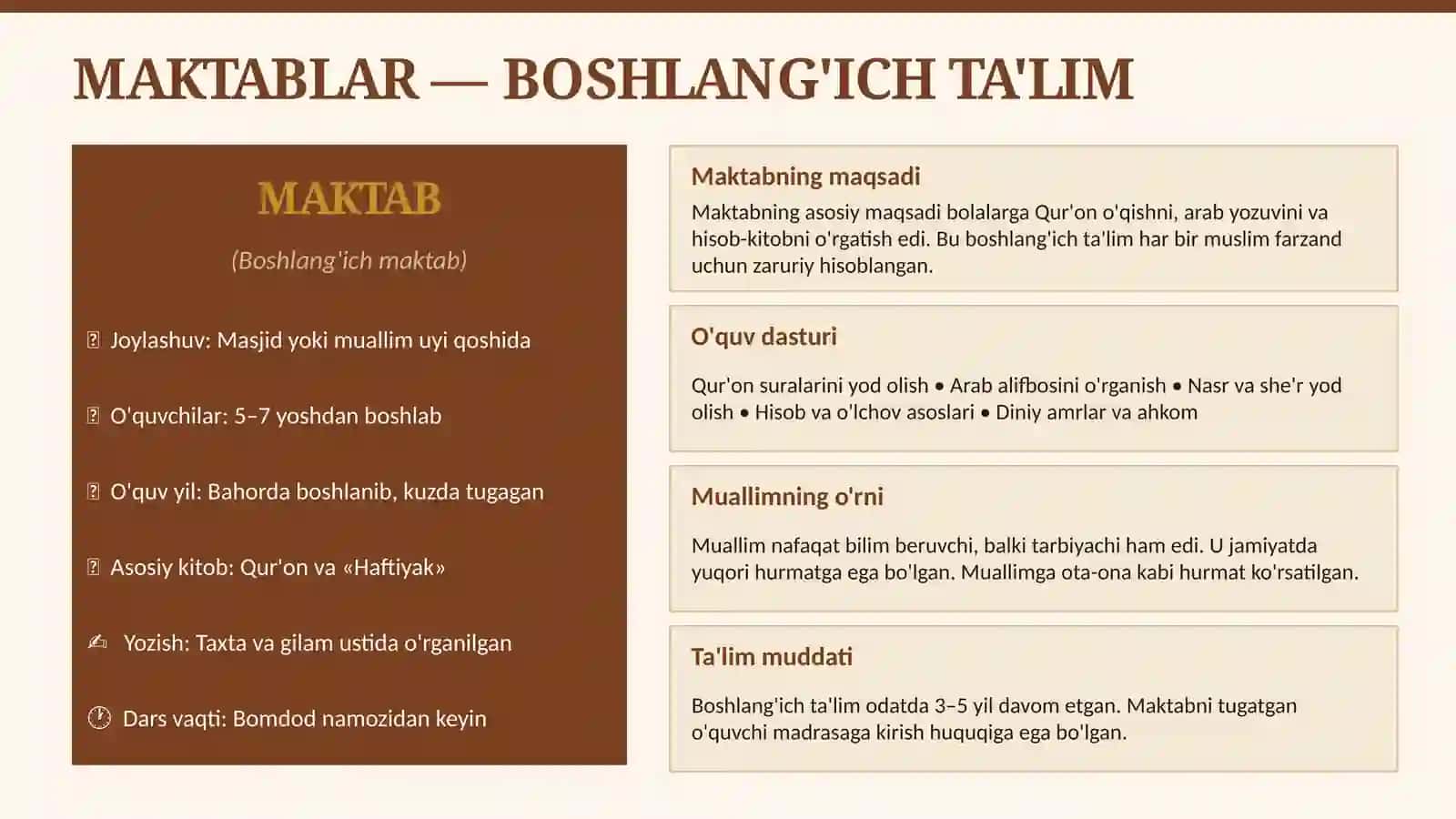 Xonliklar Davrida Ta'lim, Tarbiya va Maktab 4