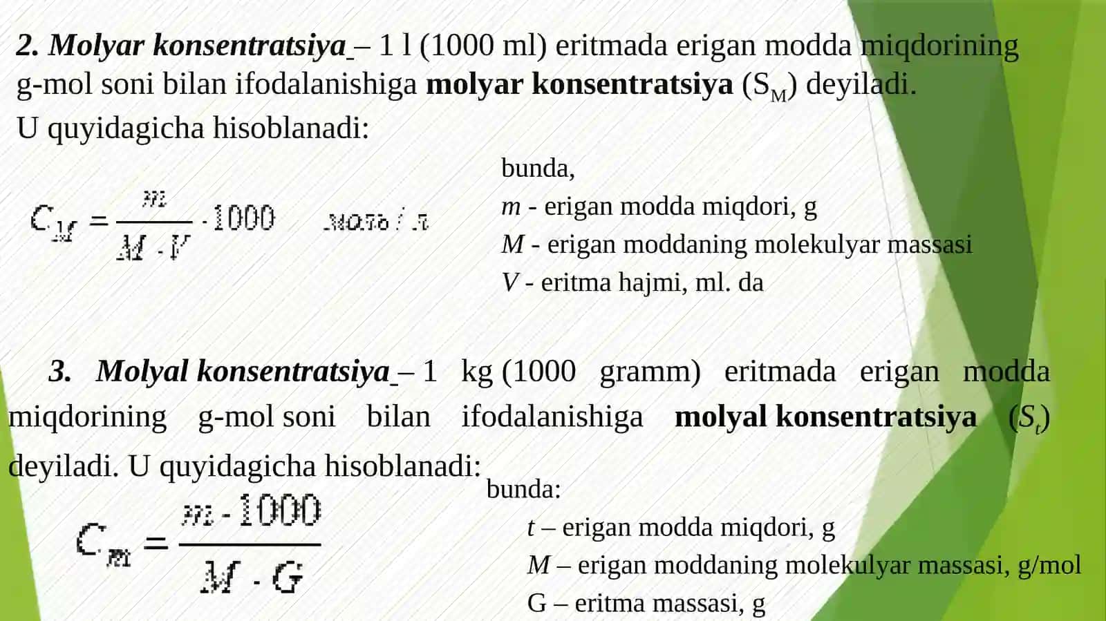Eritma konsentratsiyasini ifodalash 4