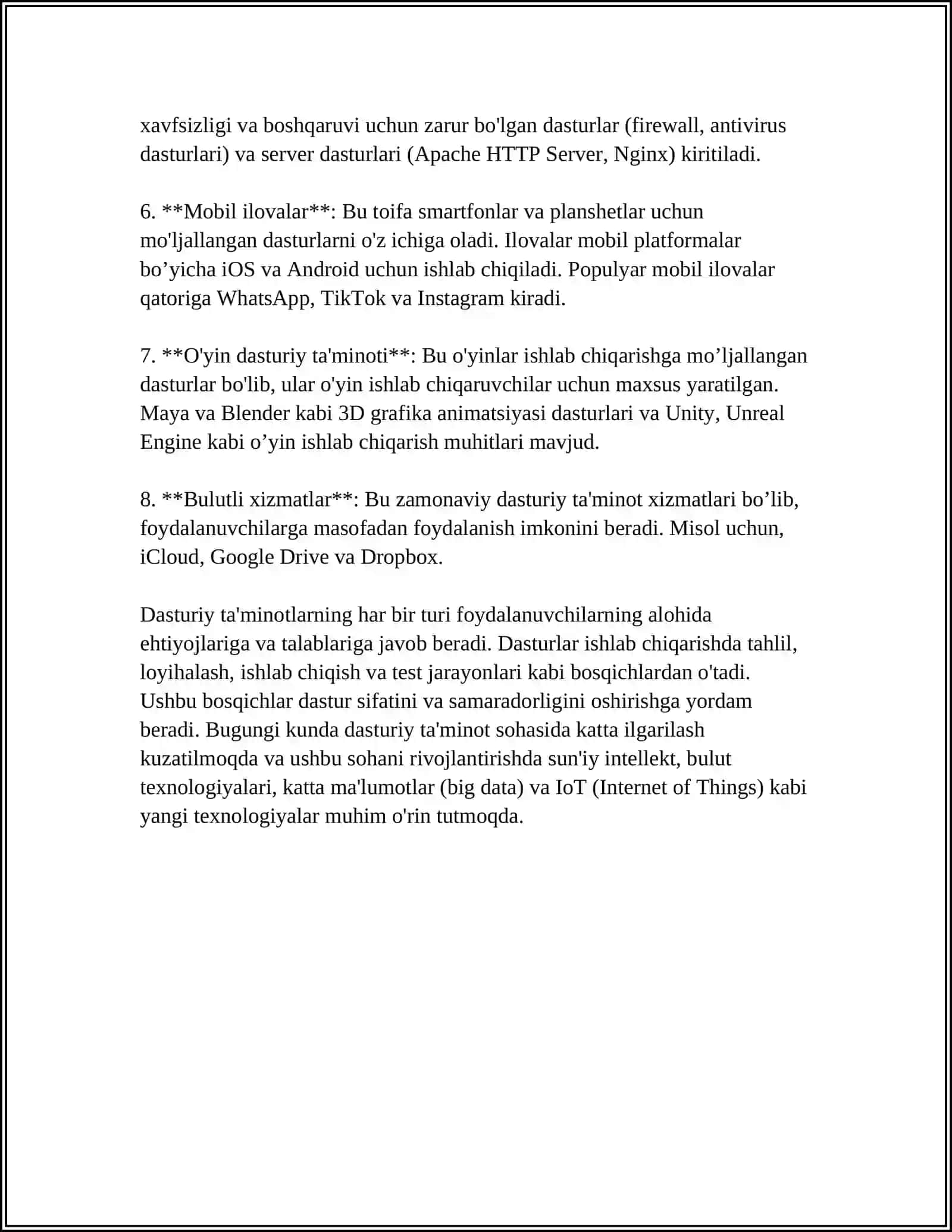 DASTURIY TA'MINOTLAR YORDAMIDA SYOMKA SISTEMALARINI ISHLAB CHIQISH VA JOYNING RAQAMLI MODELINI TUZISH 4