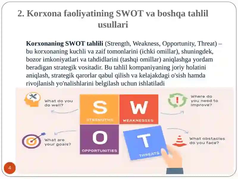 Korxonaning ichki muhitini tahlil qilish 4