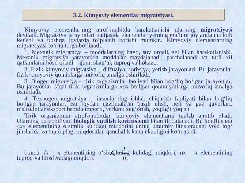 Kimyoviy elementlar migratsiyasi 4
