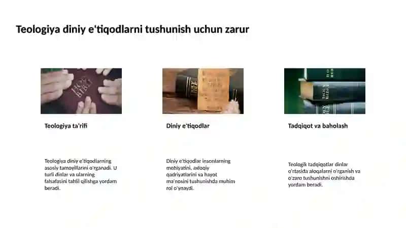 Din, dinshunoslik, din falsafasi, teologiya, xudojòylik, diniy e'tiqod, aqida, ilohiyat tushunchalarining mohiyati 4