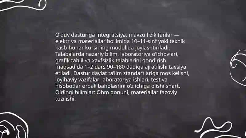 Metallarning qarshiligini haroratga bogʻliqlikni oʻqitish metodikasi 4