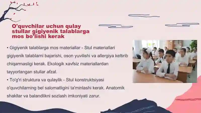Yosh fiziologiyasi, sinf jihozlariga qo'yilgan gigiyenik talablar 4