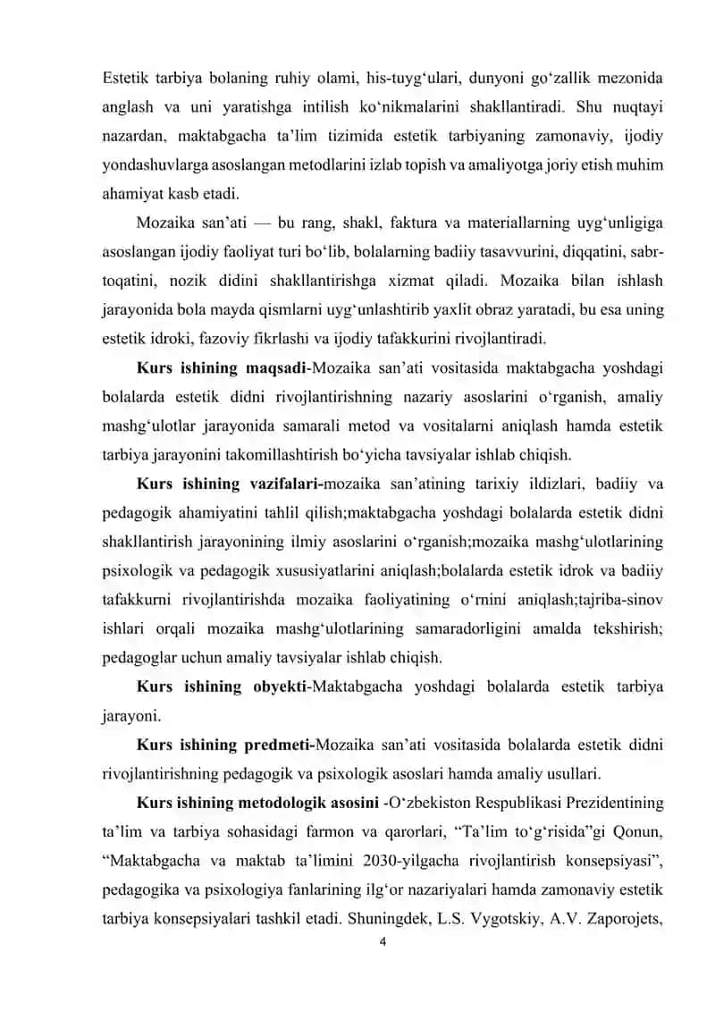 Mozaika orqali maktabgacha yoshdagi bolalarda estetik didni rivojlantirish 4