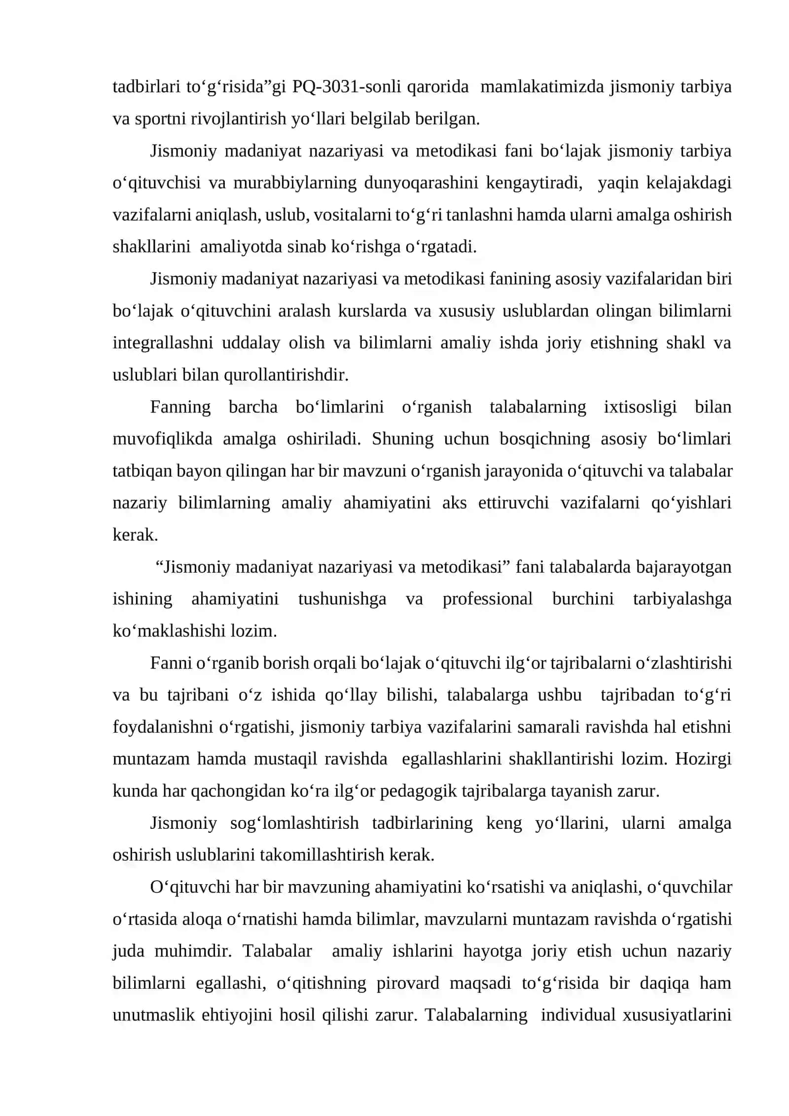 Jismoniy madaniyat nazariyasi va metodikasi fanining maqsadi va vazifalari 4