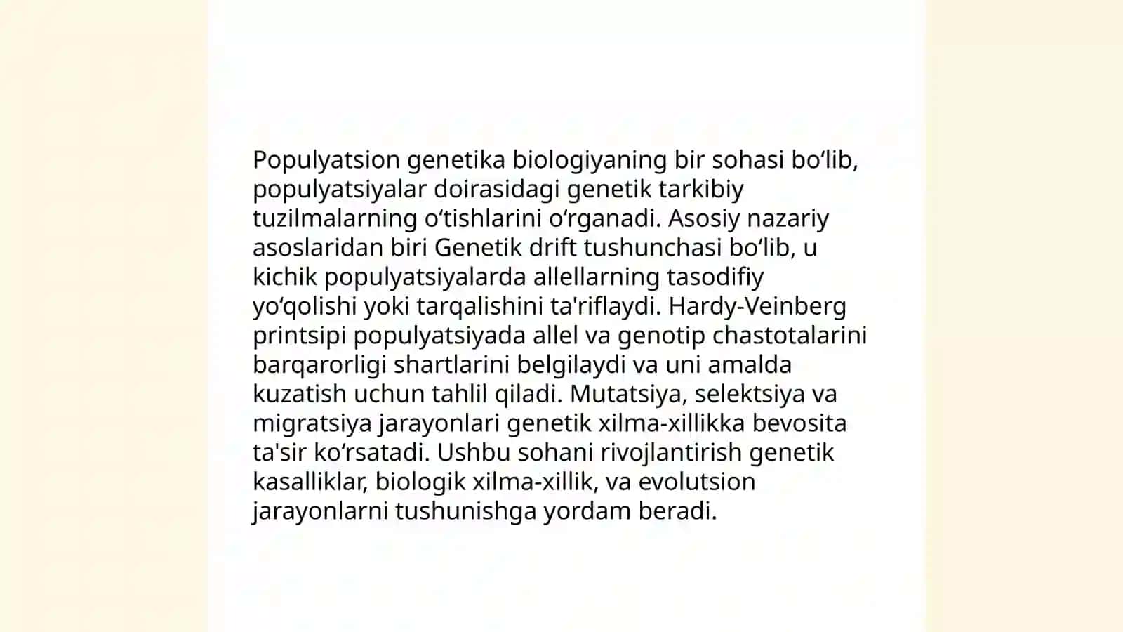 Odam genitikasining oʻrganish usullari:genealogik populatsion statistik egzaklar usuli 4