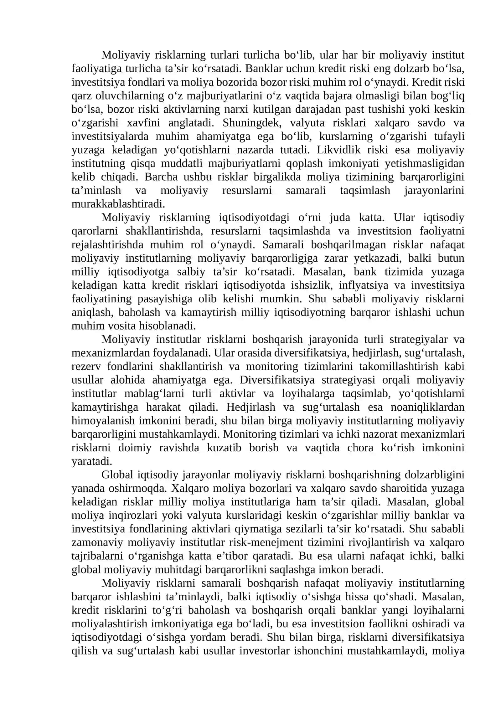 Moliyaviy risklarni moliyaviy institutlar orqali boshqarish strategiyalari 4
