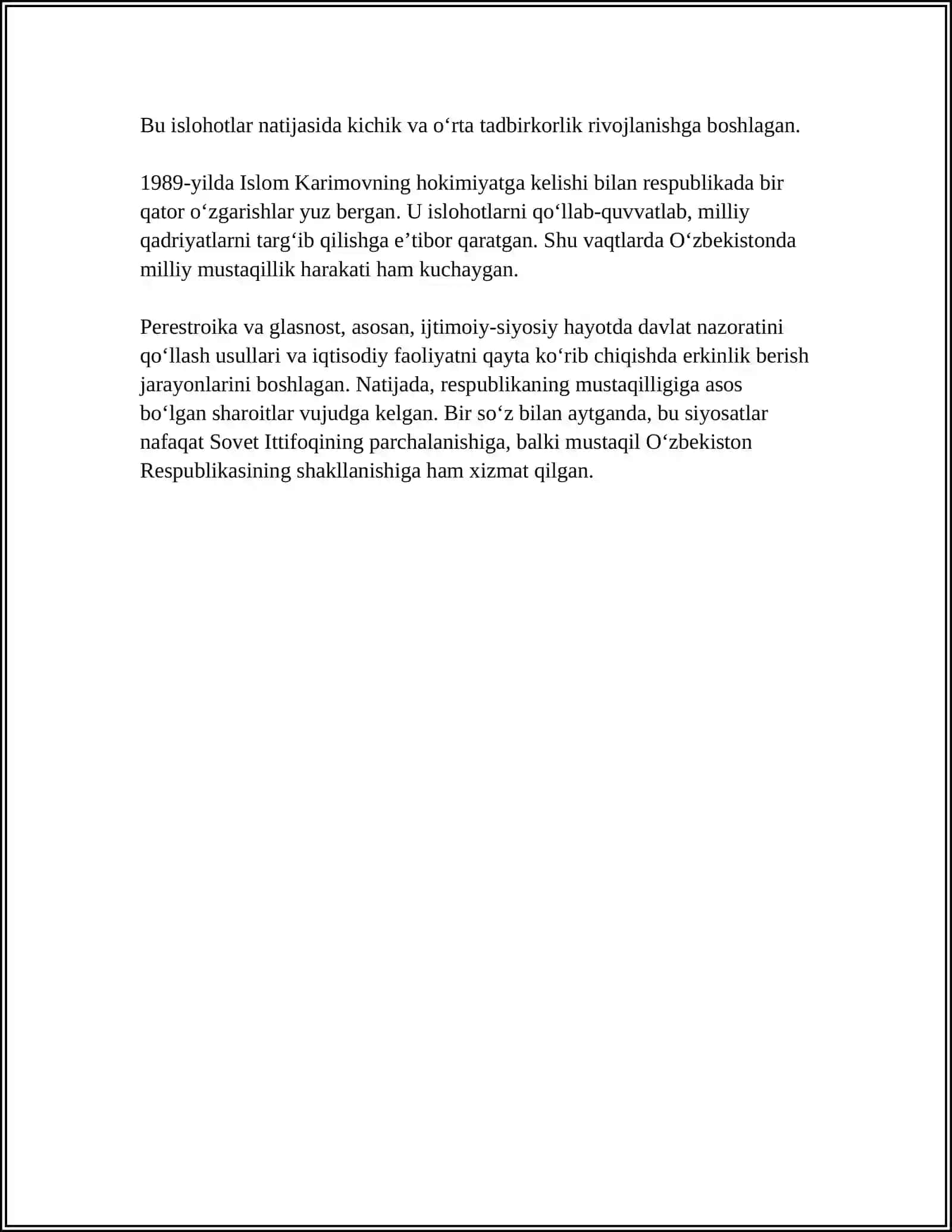 Perestroika va glasnostaning O‘zbekiston ijtimoiy-siyosiy hayotiga ta'siri 4