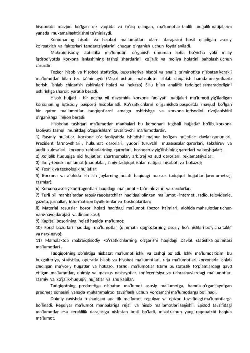 Korxonalarning ishlab chiqarish faoliyatini ifodalovchi ko’rsakichlarini tahlil qilish usullari 4