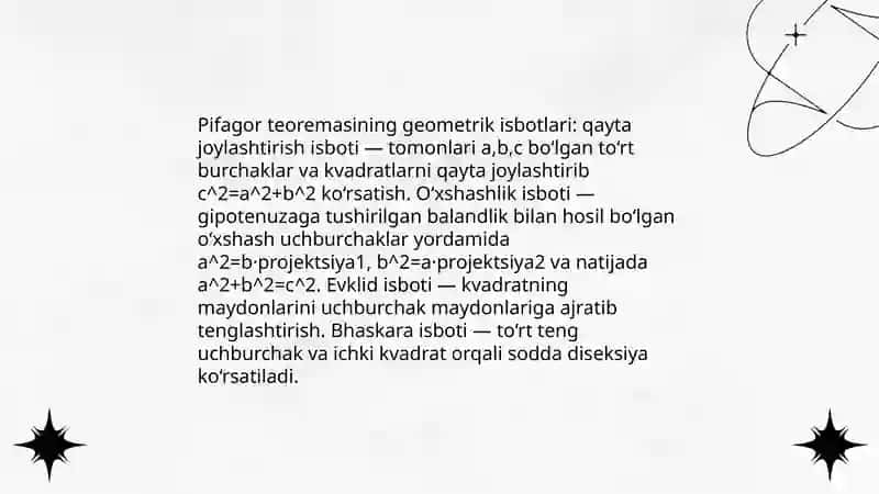 Pifagor teoremasi va uning Hayotiy tadbiqlari 4