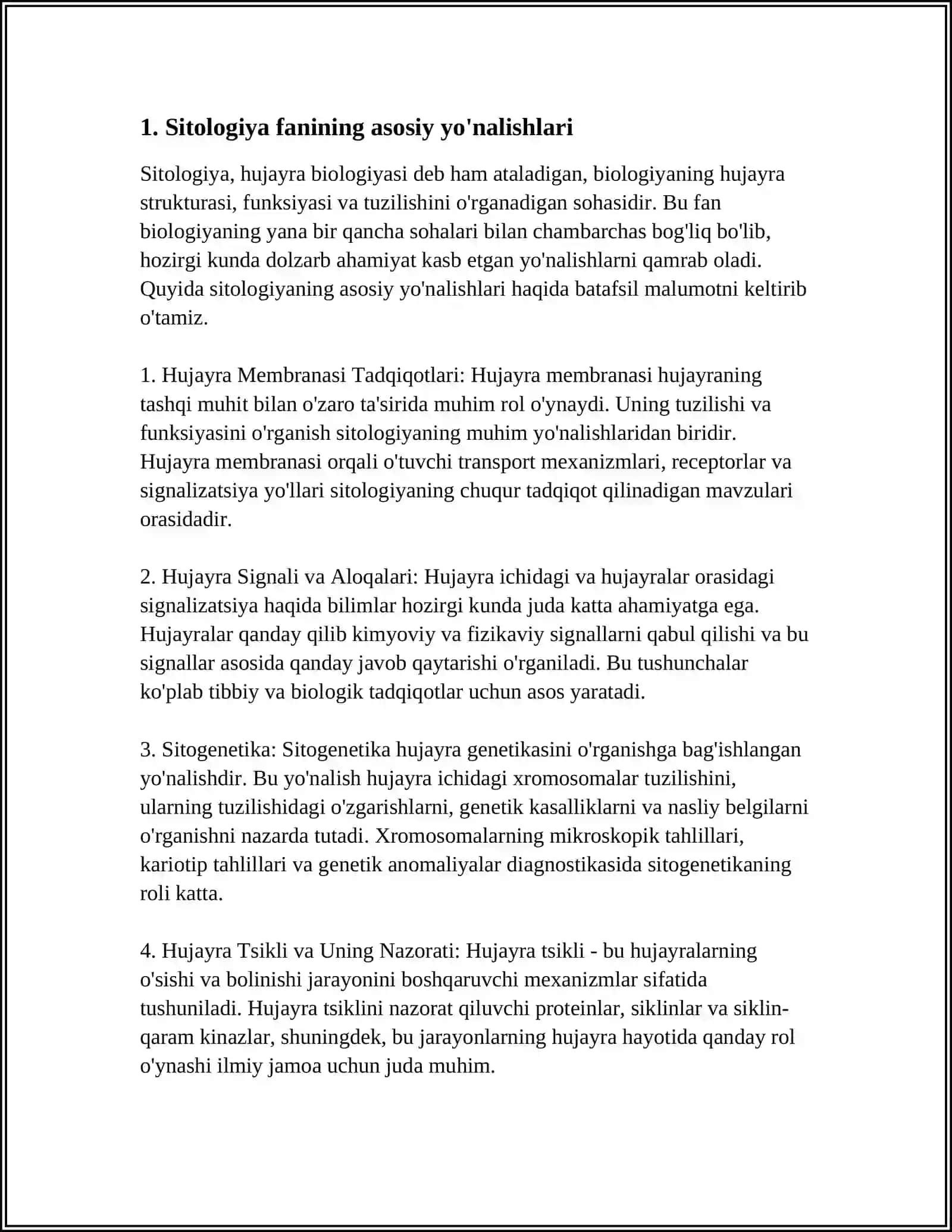 OʻZBEKISTON VA DUNYODA SITOLOGIYA FANINING BUGUNGI HOLATI, YUTUQLARI VA MUAMMOLARI 4