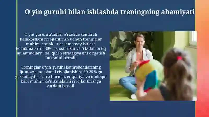 Treningda oʻyin guruh bilan ishlash vositasi sifatida 4