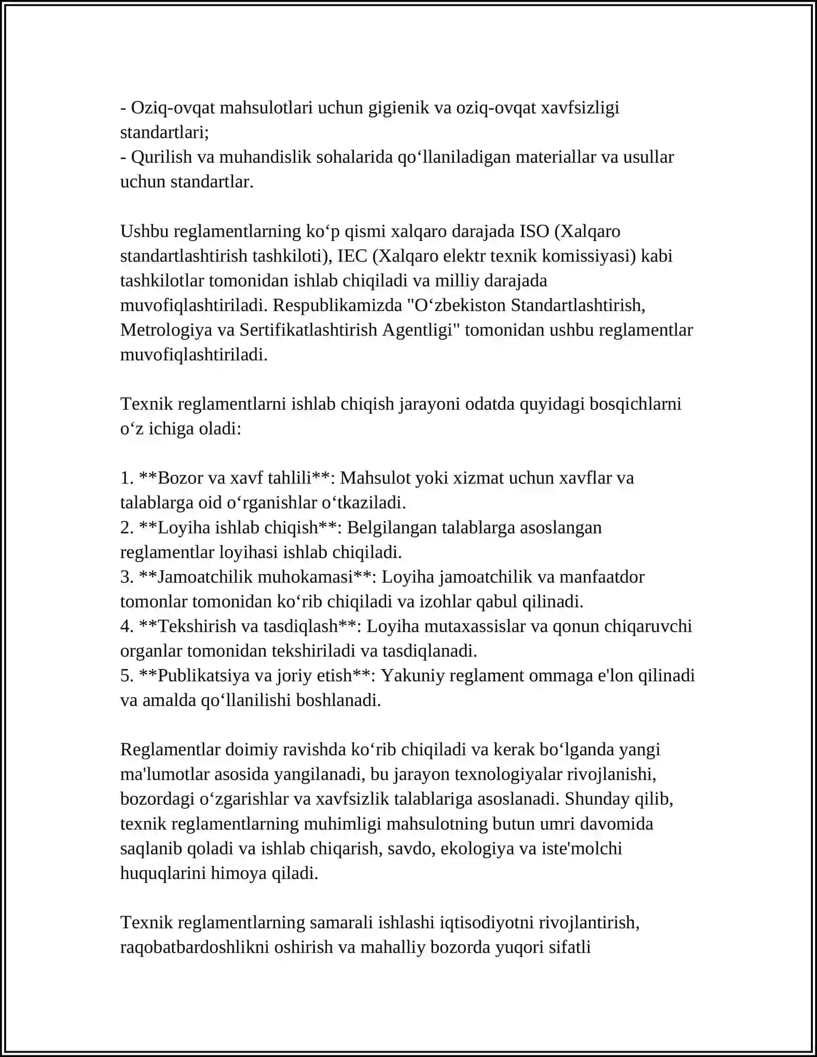 TEXNIK REGLAMENTLARNI VA ULARNI ISHLAB CHIQISH 4