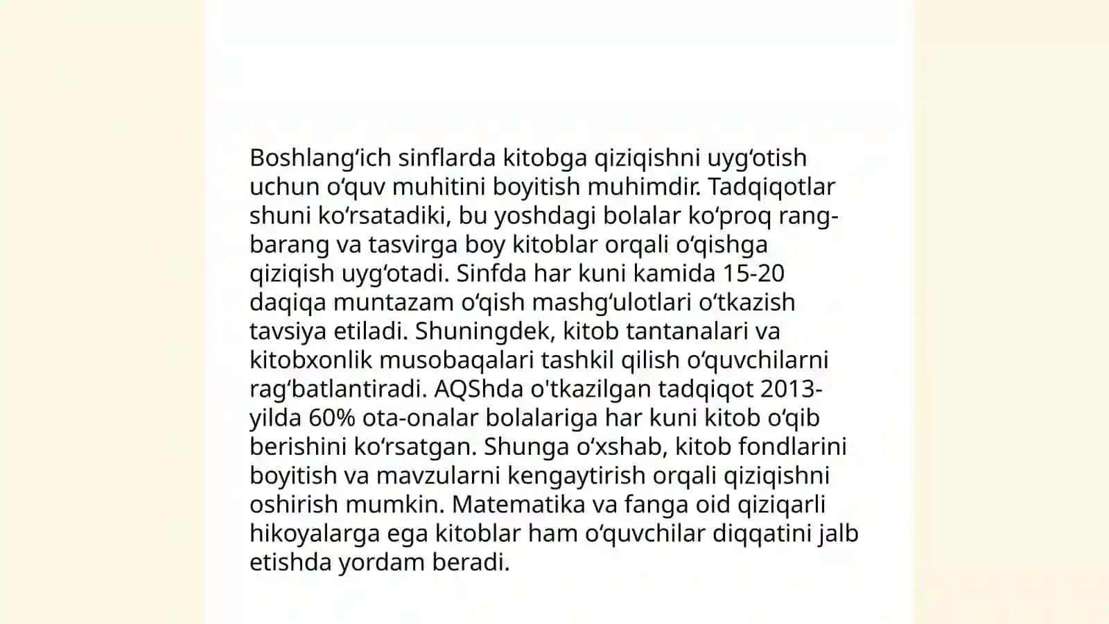 Mustaqil kitobxonlikni shakllantirish yuzasidan 1-2-sinflar uchun metodik tavsiyalar ishlab chiqish 4