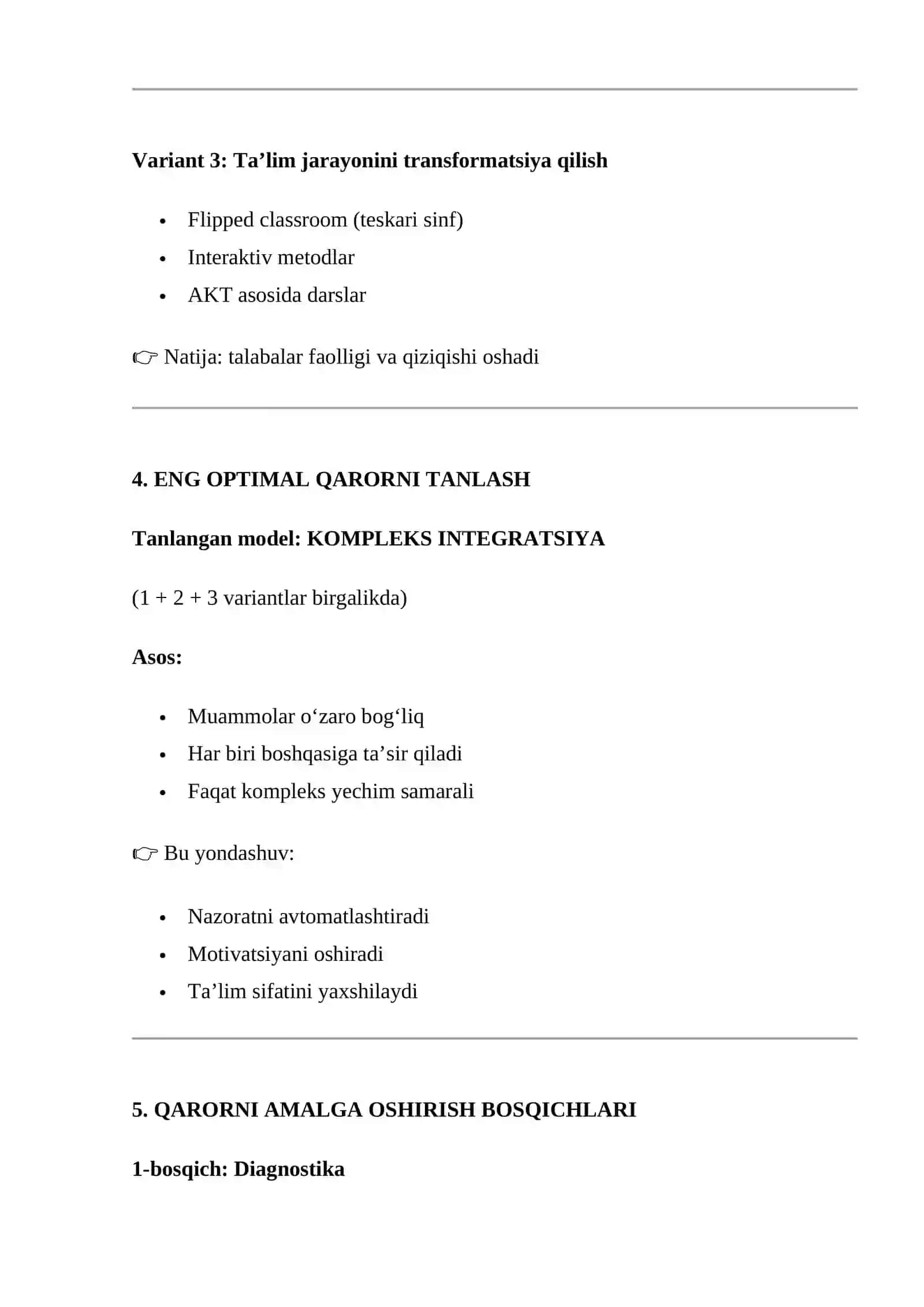 Ta’lim muassasasida boshqaruv muammolarini tahlil qilish va qaror qabul qilish 4