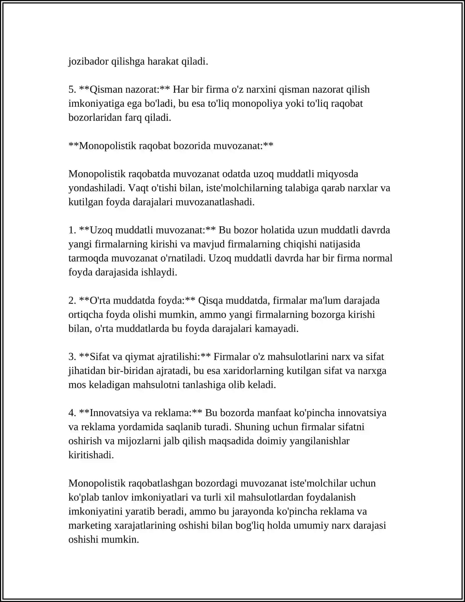 MONOPOLISTIK RAQOBATLASHGAN BOZOR MUVOZANATI 4