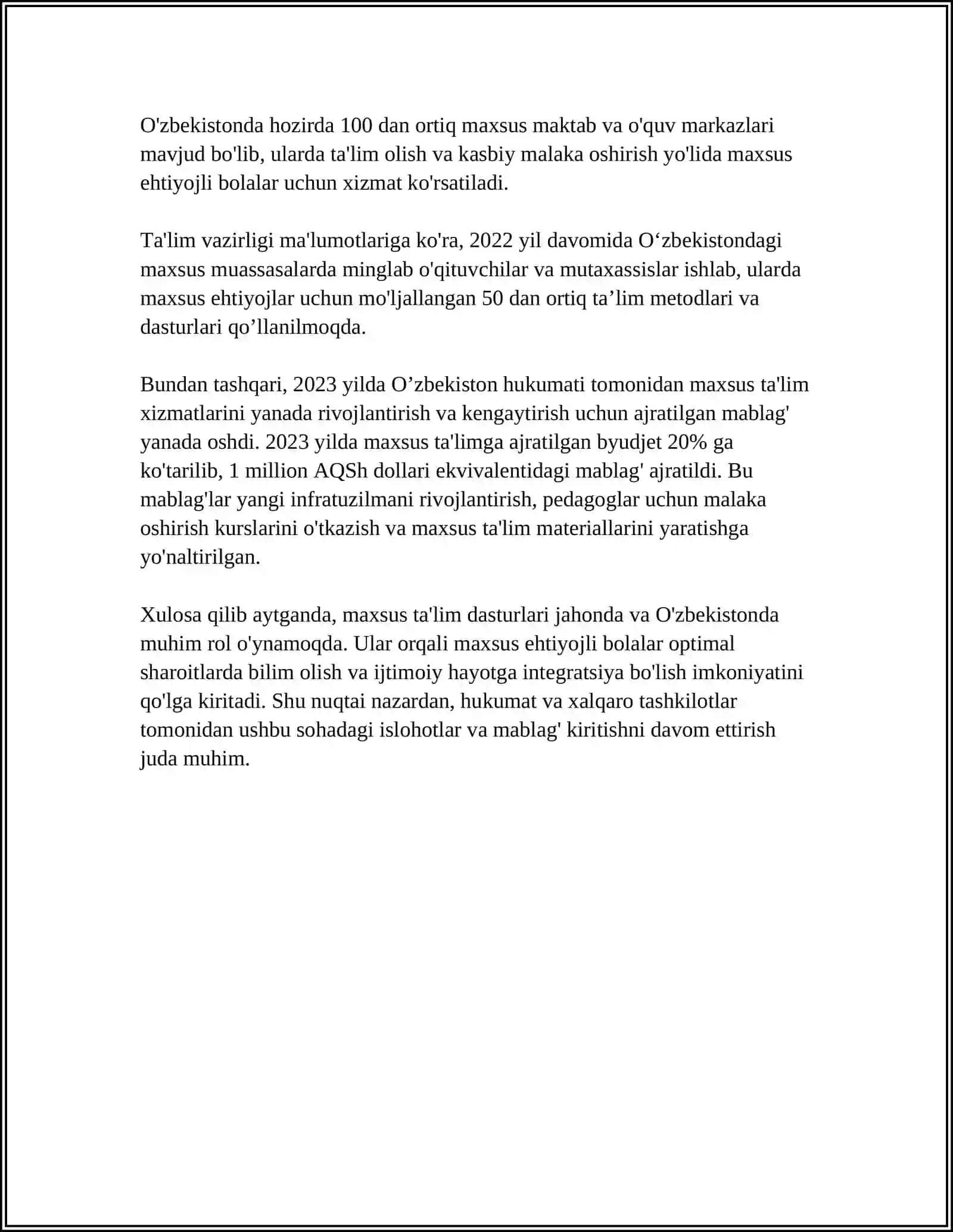 TALIM TASHKILOTLARIDA ALOHIDA YORDAMGA MUHTOJ BOLALARNI TALIM OLISHGA QOLLAB QUVVATLASH TEXNOLOGIYALARI 4