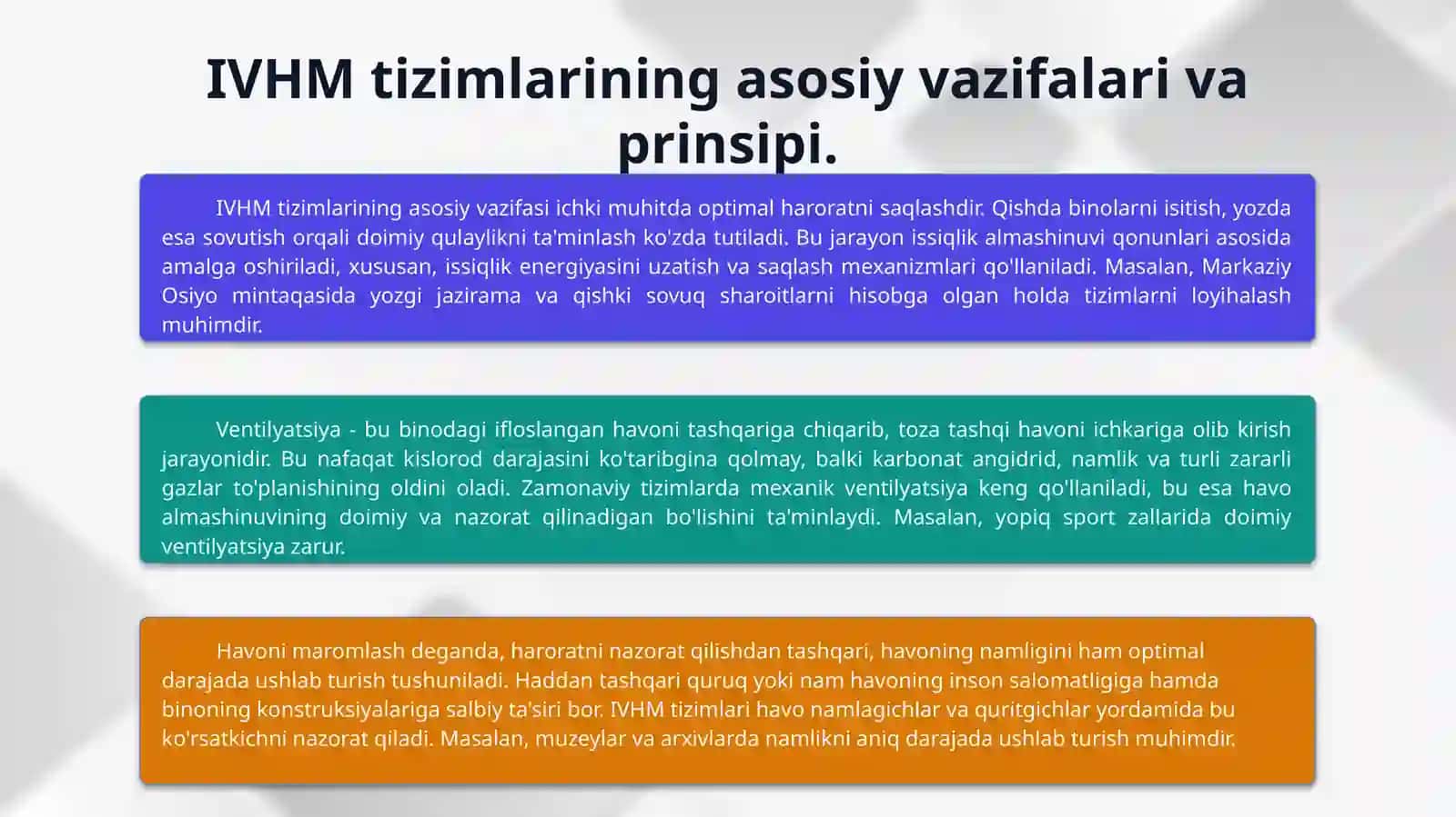 Isitish ventilyatsiyalash va havoni maromlash faniga kirish. 4