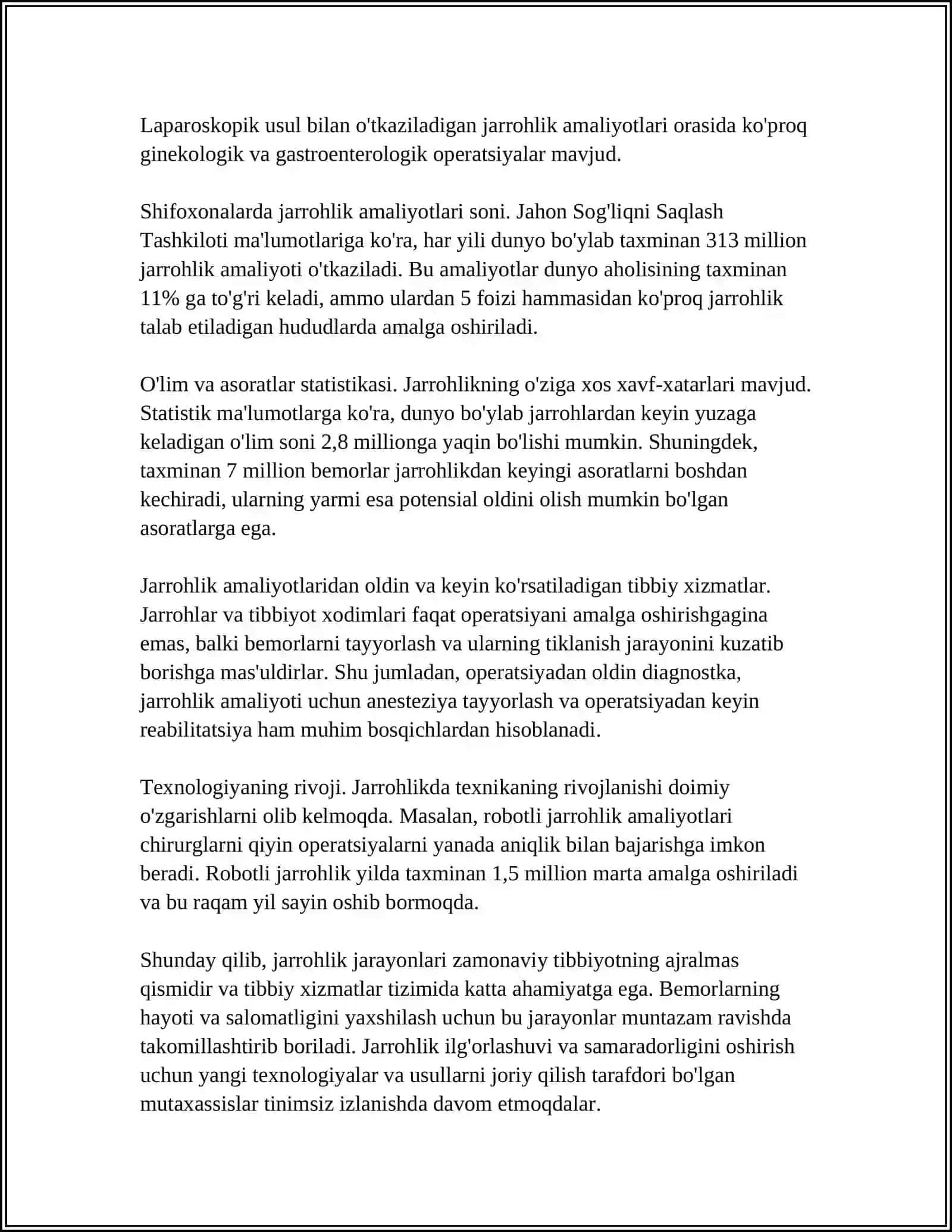 XIRURGIK STOMANI PARVARISH QILISH 4