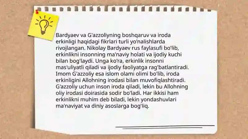 Din va hurfikrilik. Bardyaevning diniy hurfikrlilik haqidagi gʼoyalarni Gʼazzoliy gʼoyalari bilan qiyoslash 4