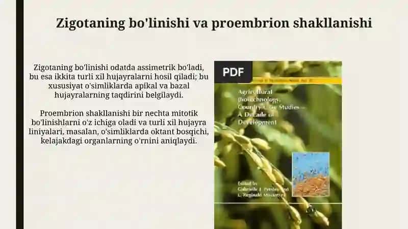 Proembrional rivojlantirish davri qonuniyatlari umumiy tushunchalari 4