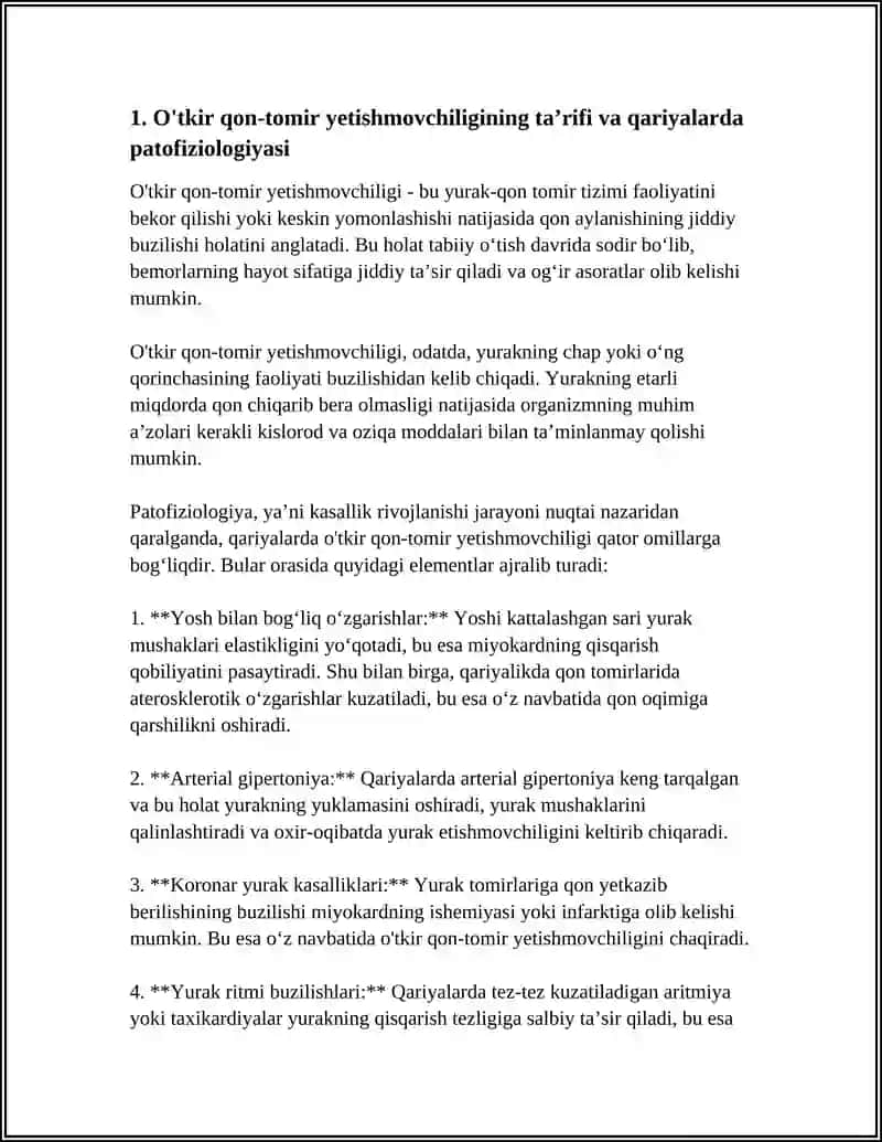 O'TKIR QON TOMIR YETISHMOVCHILIGIDA HAMSHIRALIK ISHI. QARIYALARDA KECHISHI 4