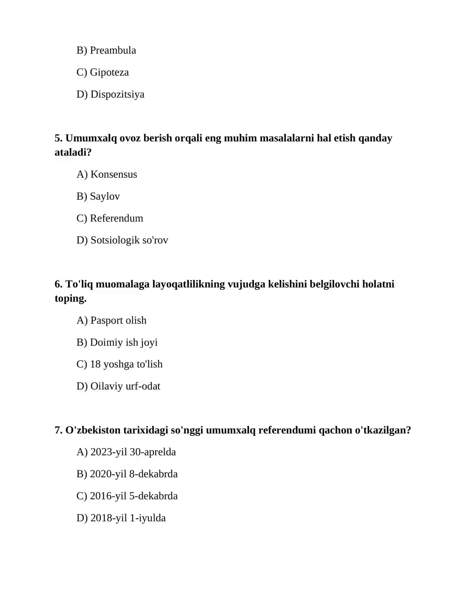 Argos Milliy qonunchilik — 1000 ta test 4