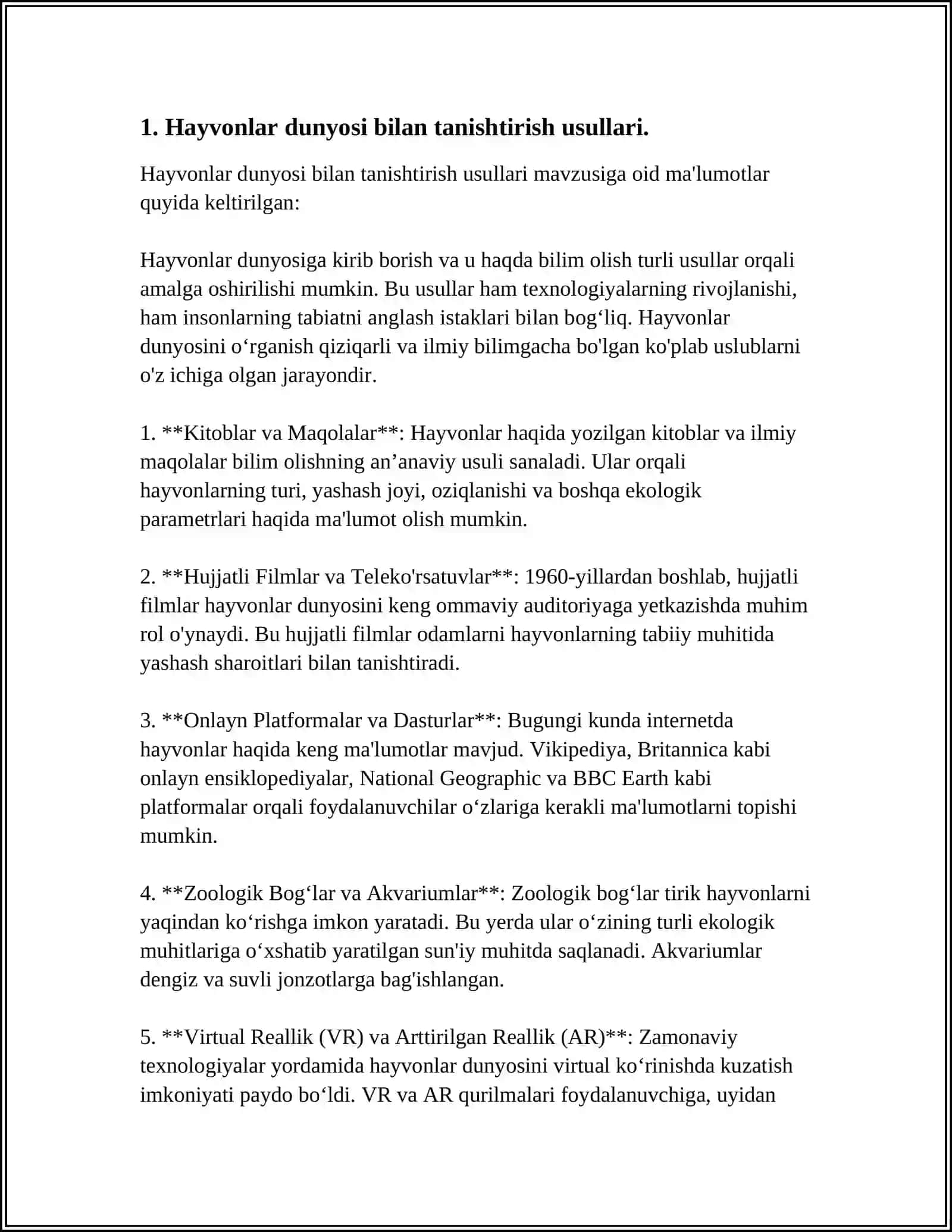 ZOOLOGIYADAN SINFDAN TASHQARI ISHLARNI TASHKIL ETISH METODIKASI 4