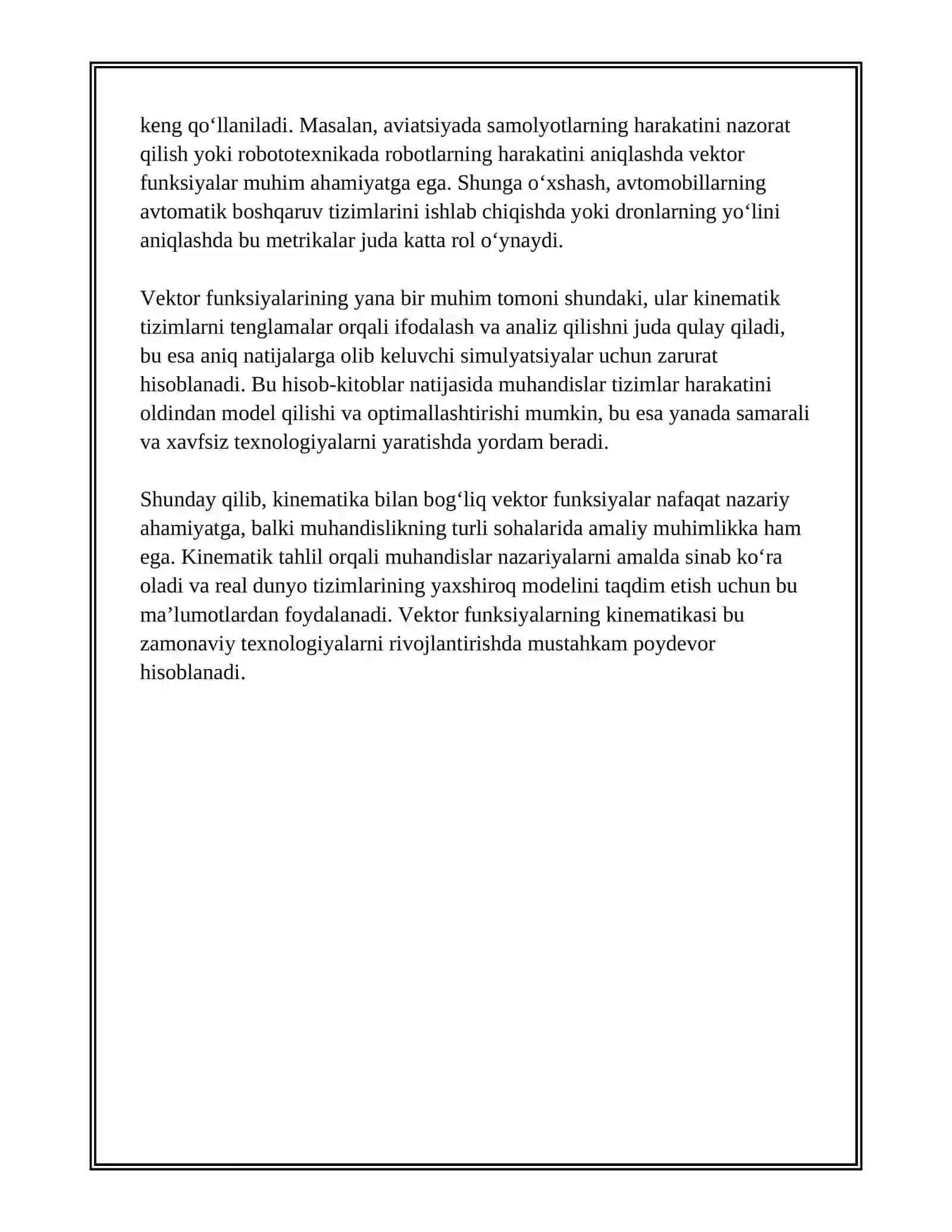 VEKTOR FUNKSIYALARNING INJENERLIK SOHASIDAGI TATBIQLARI 4