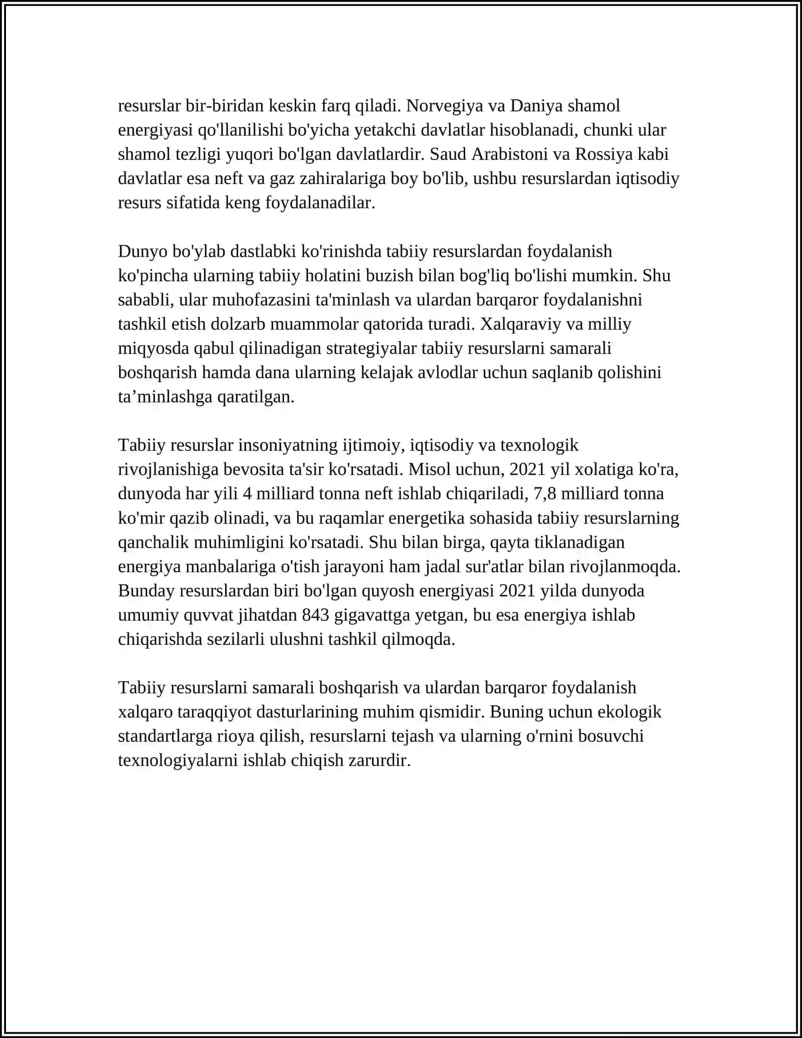 TABIIY RESURSLAR VA ULARDAN OQILONA FOYDALANISH 4