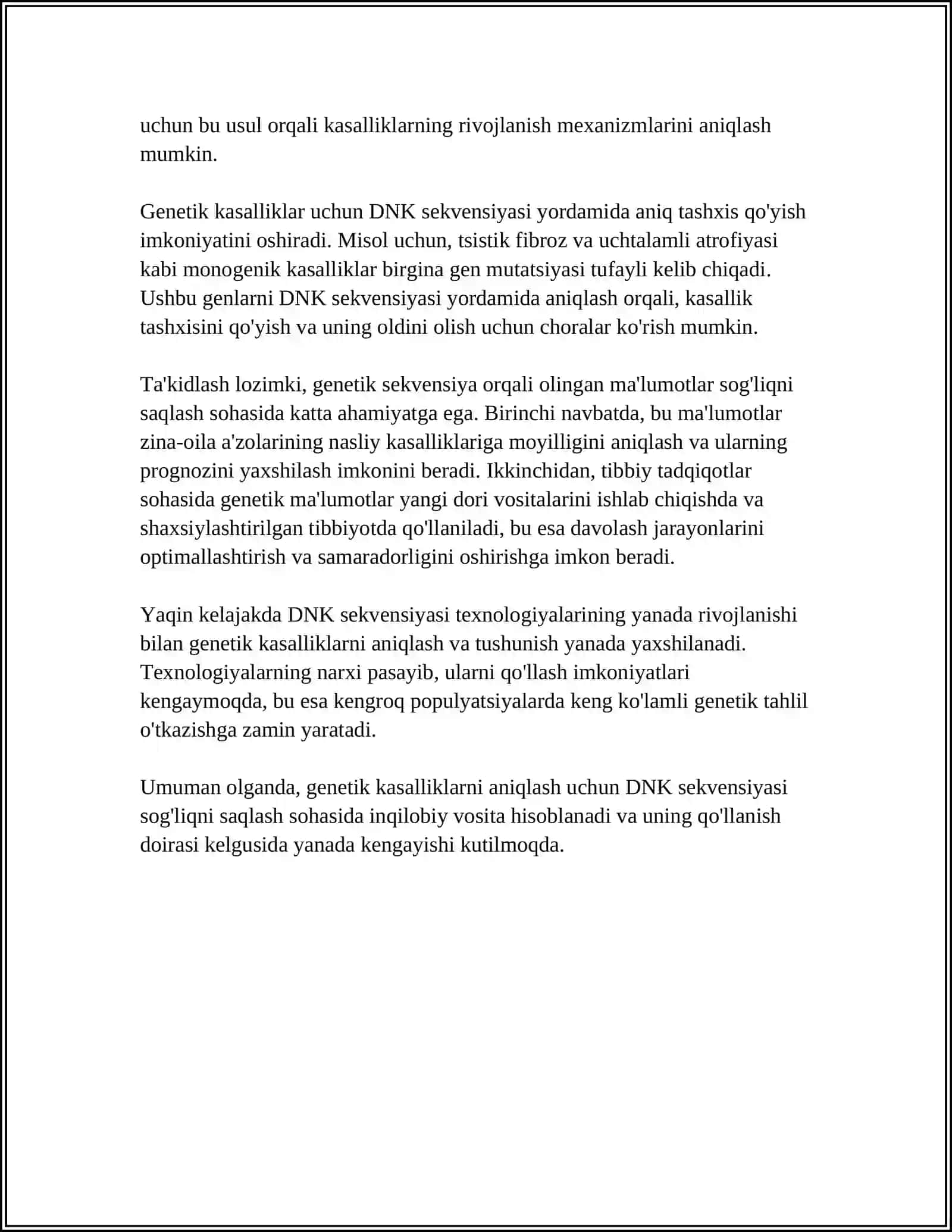 TURLI GENETIK KASALLIKLARNI ZAMONAVIY USULLAR ASOSIDA IDENTIFIKATSIYALASH 4
